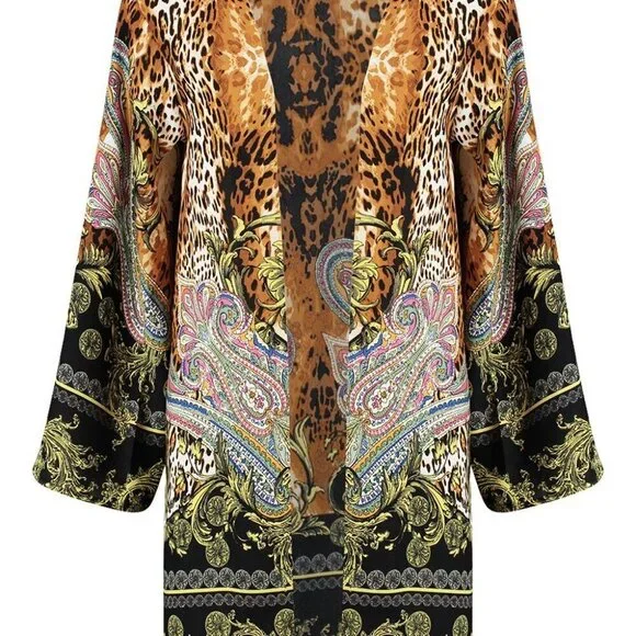 New Boohoo Beautiful Animal Print & Paisley Kimono sz medium - Picture 2 of 7